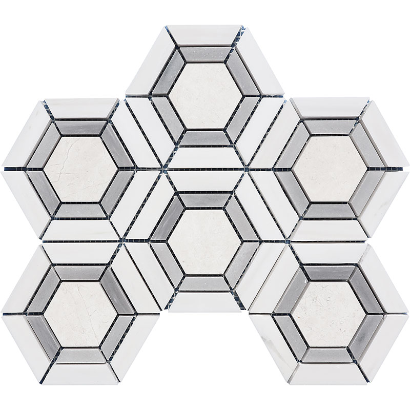 Large Hexagon YM007 Polished Waterjet Mosaic 3 | Shop For Marble ...
